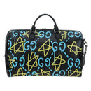 GUCCI Ghost Boston Bag Leather 2way Black Silver Auth 192424SAM-3