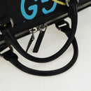 GUCCI Ghost Boston Bag Leather 2way Black Silver Auth 192424SAM-7