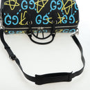 GUCCI Ghost Boston Bag Leather 2way Black Silver Auth 192424SAM-9