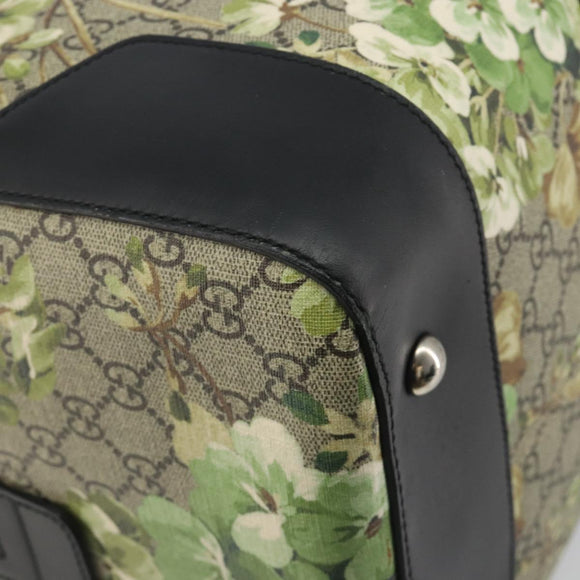 GUCCI GG Supreme Blooms Boston Bag PVC 2way Beige Silver 406380 Auth 192425A