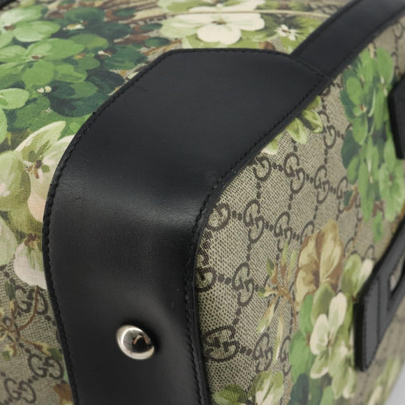 GUCCI GG Supreme Blooms Boston Bag PVC 2way Beige Silver 406380 Auth 192425A