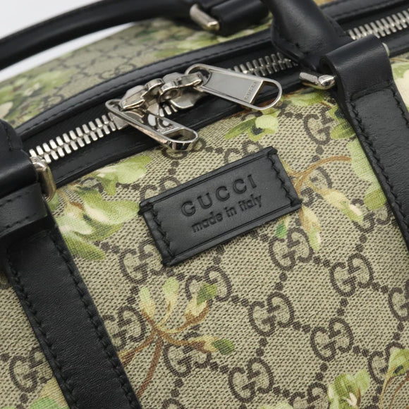 GUCCI GG Supreme Blooms Boston Bag PVC 2way Beige Silver 406380 Auth 192425A