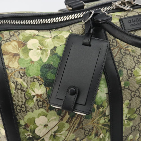 GUCCI GG Supreme Blooms Boston Bag PVC 2way Beige Silver 406380 Auth 192425A