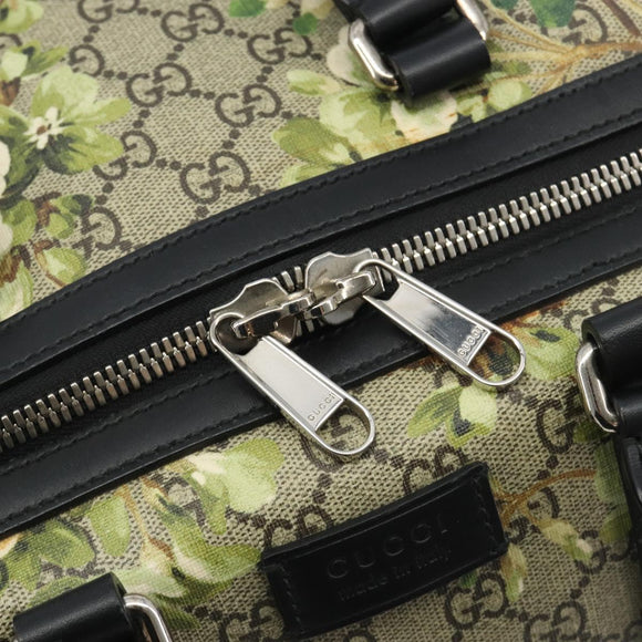 GUCCI GG Supreme Blooms Boston Bag PVC 2way Beige Silver 406380 Auth 192425A