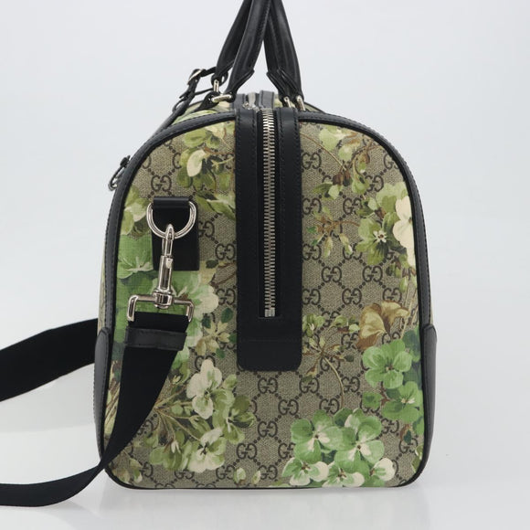 GUCCI GG Supreme Blooms Boston Bag PVC 2way Beige Silver 406380 Auth 192425A
