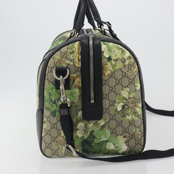 GUCCI GG Supreme Blooms Boston Bag PVC 2way Beige Silver 406380 Auth 192425A