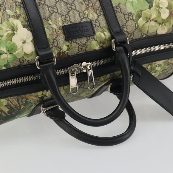 GUCCI GG Supreme Blooms Boston Bag PVC 2way Beige Silver 406380 Auth 192425A