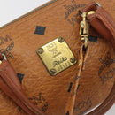 MCM Logogram Vicetos Mini Boston Bag PVC Leather 2way Brown Gold Auth 192428A-12