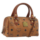 MCM Logogram Vicetos Mini Boston Bag PVC Leather 2way Brown Gold Auth 192428A-1