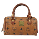 MCM Logogram Vicetos Mini Boston Bag PVC Leather 2way Brown Gold Auth 192428A-13