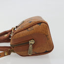 MCM Logogram Vicetos Mini Boston Bag PVC Leather 2way Brown Gold Auth 192428A-4