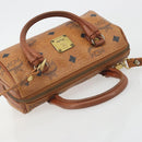 MCM Logogram Vicetos Mini Boston Bag PVC Leather 2way Brown Gold Auth 192428A-6