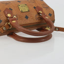 MCM Logogram Vicetos Mini Boston Bag PVC Leather 2way Brown Gold Auth 192428A-7