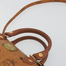MCM Logogram Vicetos Mini Boston Bag PVC Leather 2way Brown Gold Auth 192428A-8