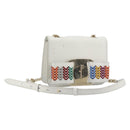 Salvatore Ferragamo Vala Chain Shoulder Bag Leather White Gold Auth 192429-1