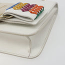Salvatore Ferragamo Vala Chain Shoulder Bag Leather White Gold Auth 192429-12