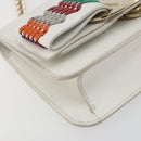 Salvatore Ferragamo Vala Chain Shoulder Bag Leather White Gold Auth 192429-13