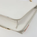 Salvatore Ferragamo Vala Chain Shoulder Bag Leather White Gold Auth 192429-14