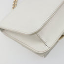 Salvatore Ferragamo Vala Chain Shoulder Bag Leather White Gold Auth 192429-15
