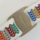 Salvatore Ferragamo Vala Chain Shoulder Bag Leather White Gold Auth 192429-17