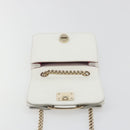 Salvatore Ferragamo Vala Chain Shoulder Bag Leather White Gold Auth 192429-18