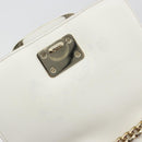 Salvatore Ferragamo Vala Chain Shoulder Bag Leather White Gold Auth 192429-19