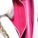 Salvatore Ferragamo Vala Chain Shoulder Bag Leather White Gold Auth 192429-27