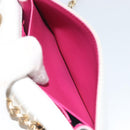 Salvatore Ferragamo Vala Chain Shoulder Bag Leather White Gold Auth 192429-28