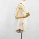 Salvatore Ferragamo Vala Chain Shoulder Bag Leather White Gold Auth 192429-30