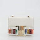 Salvatore Ferragamo Vala Chain Shoulder Bag Leather White Gold Auth 192429-4
