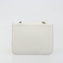 Salvatore Ferragamo Vala Chain Shoulder Bag Leather White Gold Auth 192429-5
