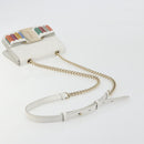 Salvatore Ferragamo Vala Chain Shoulder Bag Leather White Gold Auth 192429-9