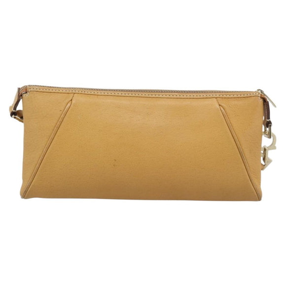 Salvatore Ferragamo Gancini Shoulder Bag Leather Brown Gold Auth 192432