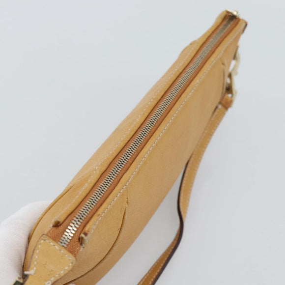 Salvatore Ferragamo Gancini Shoulder Bag Leather Brown Gold Auth 192432
