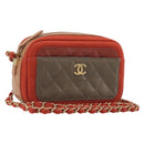 CHANEL Matelasse Chain Shoulder Bag Lamb Skin Orange Gold CC Auth 192436SAM-1