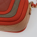 CHANEL Matelasse Chain Shoulder Bag Lamb Skin Orange Gold CC Auth 192436SAM-17