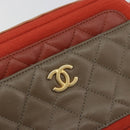 CHANEL Matelasse Chain Shoulder Bag Lamb Skin Orange Gold CC Auth 192436SAM-19