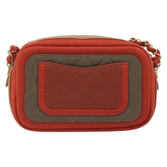 CHANEL Matelasse Chain Shoulder Bag Lamb Skin Orange Gold CC Auth 192436SAM