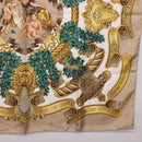 HERMES Carre 90 Scarf ”DANS LES ESPRITS” Silk Beige Auth 192450-10