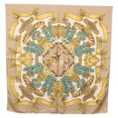 HERMES Carre 90 Scarf ”DANS LES ESPRITS” Silk Beige Auth 192450-13