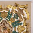 HERMES Carre 90 Scarf ”DANS LES ESPRITS” Silk Beige Auth 192450-4