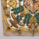 HERMES Carre 90 Scarf ”DANS LES ESPRITS” Silk Beige Auth 192450-8