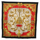 HERMES Carre 90 Scarf ”ETRIERS” Silk Black Auth 192451M-1
