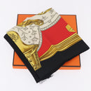 HERMES Carre 90 Scarf ”ETRIERS” Silk Black Auth 192451M-15
