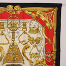HERMES Carre 90 Scarf ”ETRIERS” Silk Black Auth 192451M-4