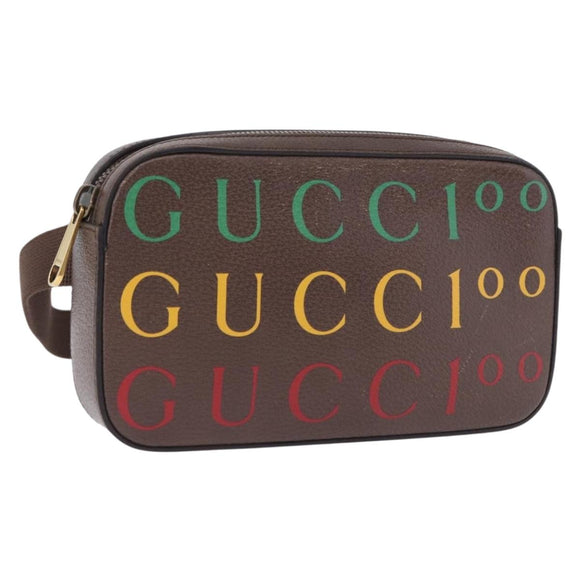 GUCCI Waist Bag Leather Brown Gold 602695 527066 Auth 192452V