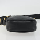 GUCCI Web Sherry Line Shoulder Bag Leather Black Gold 574803 Auth 192453V-10