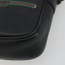 GUCCI Web Sherry Line Shoulder Bag Leather Black Gold 574803 Auth 192453V-11