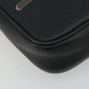 GUCCI Web Sherry Line Shoulder Bag Leather Black Gold 574803 Auth 192453V-12