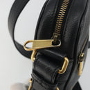 GUCCI Web Sherry Line Shoulder Bag Leather Black Gold 574803 Auth 192453V-15